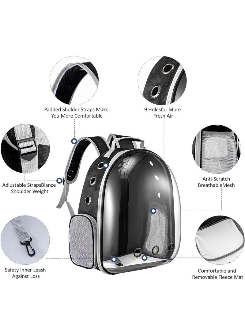 حقيبة ظهر شفافة للقطط بتصميم فقاعة وكبسولة فضائية، قبة صلبة للحماية، مزودة بشبكة تهوية وأحزمة مبطنة مريحة، حقيبة حمل وسفر للحيوانات الأليفة بدون استخدام اليدين - Image 3